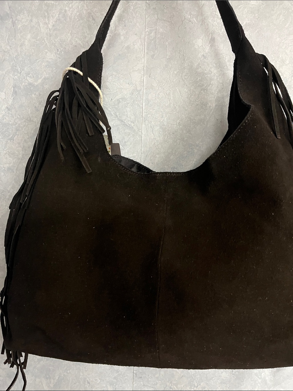 Haute Hippie Black Suede Fringe Shoulder Hobo NWT - Picture 11 of 14